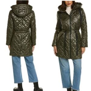 Sam Edelman Quilted Olive Anorak Coat